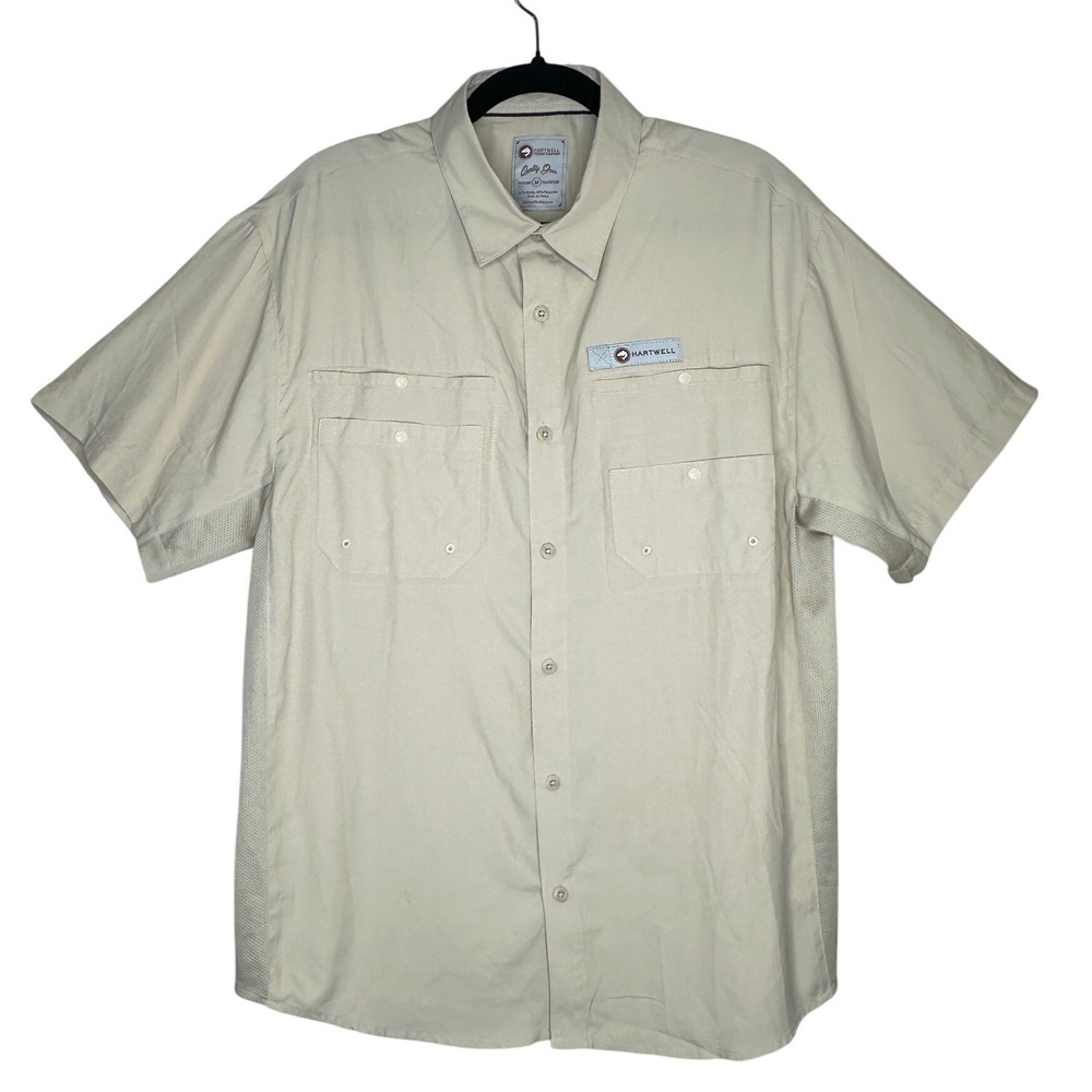 Hartwell Fishing Company Shirt Men's Medium Short Sleeve Button Up Outdoors